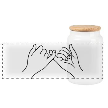 Pinky Promise Hände Line Art Symbol Freundschaft - Panorama Keksdose mit Holzdeckel - Weiß - Vorne