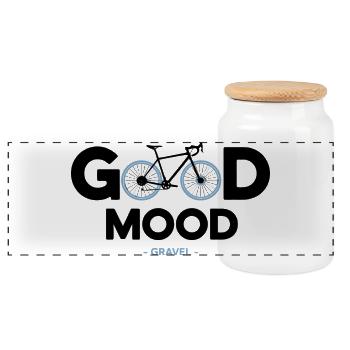 Vélo vélo good mood sport cycliste gravel - Panoramic Cookie Jar with Wooden Lid - white - Front