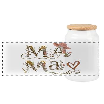 Blumenbuchstaben Mama - Panorama Keksdose mit Holzdeckel - Weiß - Vorne