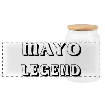 Mayo Legend – County Mayo Design - Panoramic Cookie Jar with Wooden Lid - white - Front