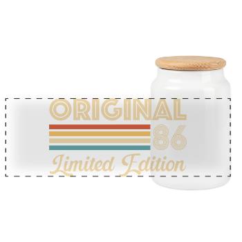 40th Birthday 40 Years 1986 Original 86 Gift - Panoramic Cookie Jar with Wooden Lid - white - Front