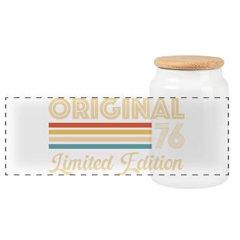 50th Birthday 50 Years 1976 Original 76 Gift - Panoramic Cookie Jar with Wooden Lid - white - Front