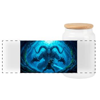 Beowulf combat le Monstre avec l’Épée Ancienne Nord - Boîte à biscuits avec couvercle en bois - blanc - Devant