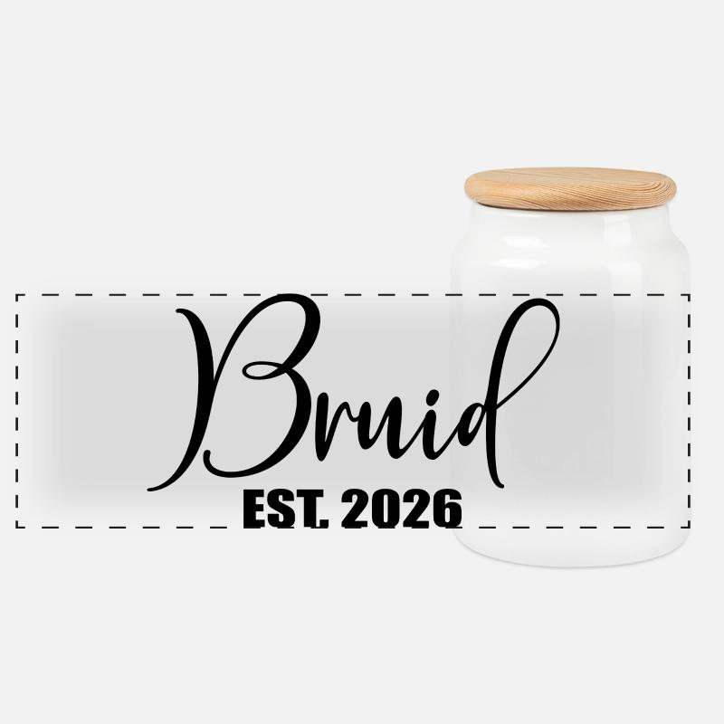 Minimalism Bride 2026 - Panoramic Cookie Jar with Wooden Lid - white