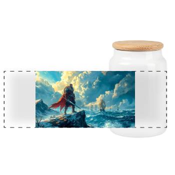 Beowulf fait face au destin qui l’attend dans la saga nordique - Boîte à biscuits avec couvercle en bois - blanc - Devant