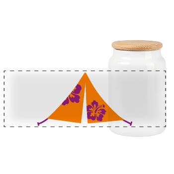 Tent Hawaii Camper Outdoor Hibiscus Blossom Van Life - Panoramic Cookie Jar with Wooden Lid - white - Front
