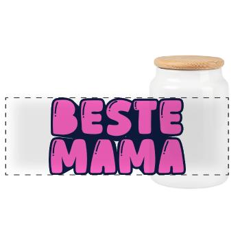 beste Mama - Panorama Keksdose mit Holzdeckel - Weiß - Vorne