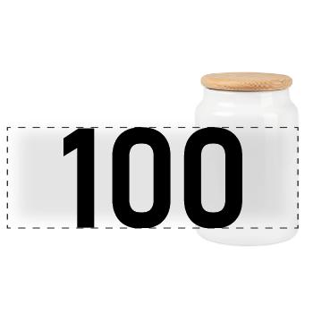 100. 100 YEARS. 100th ANNIVERSARY. BIRTHDAY 100 - Panoramic Cookie Jar with Wooden Lid - white - Front