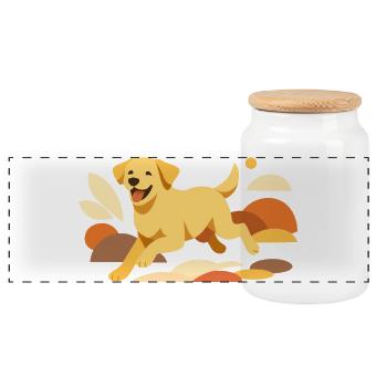 Happy Labrador Dog Illustration für Hundeliebhaber - Panorama Keksdose mit Holzdeckel - Weiß - Vorne