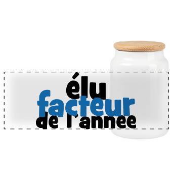 Élu facteur de l'année humour postier - Boîte à biscuits avec couvercle en bois - blanc - Devant