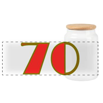 70. 70 YEARS. 70th ANNIVERSARY. 70 YEARS ANNIVERSARY. - Panoramic Cookie Jar with Wooden Lid - white - Front