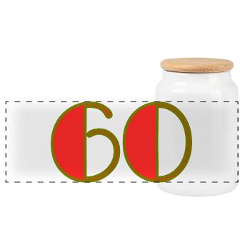60. 60 YEARS. 60th ANNIVERSARY. 60TH BIRTHDAY. - Panoramic Cookie Jar with Wooden Lid - white - Front
