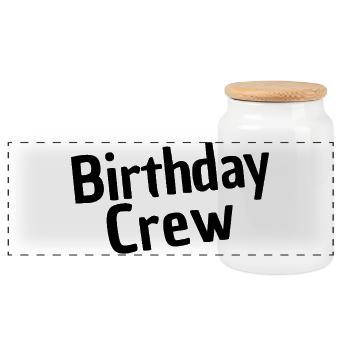 Birthday Crew - Panoramic Cookie Jar with Wooden Lid - white - Front