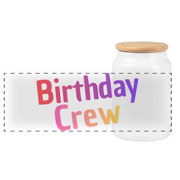 Birthday Crew - Panoramic Cookie Jar with Wooden Lid - white - Front