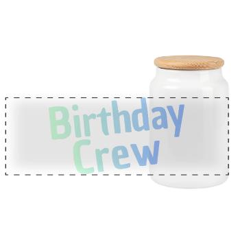 Birthday Crew - Panoramic Cookie Jar with Wooden Lid - white - Front