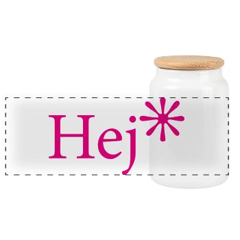 Hej – Swedish power - Panoramic Cookie Jar with Wooden Lid - white - Front