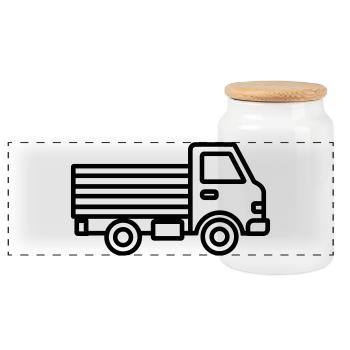 truck - Panoramic Cookie Jar with Wooden Lid - white - Front