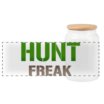 Hunt Freak Green Ball Typography - Panoramic Cookie Jar with Wooden Lid - white - Front