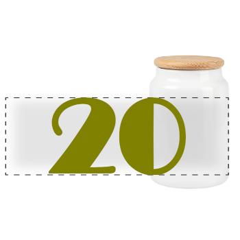 20. 20th ANNIVERSARY. 20 YEARS ANNIVERSARY. 20 YEARS. - Panoramic Cookie Jar with Wooden Lid - white - Front
