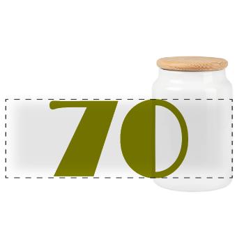 70. 70 YEARS. 70th ANNIVERSARY. 70 YEARS ANNIVERSARY. - Panoramic Cookie Jar with Wooden Lid - white - Front