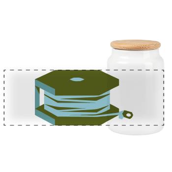 Fishing Line Spool Angler Gear - Panoramic Cookie Jar with Wooden Lid - white - Front