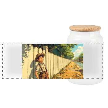 Tom Sawyer The Mississippi Adventures comic - Panoramic Cookie Jar with Wooden Lid - white - Front