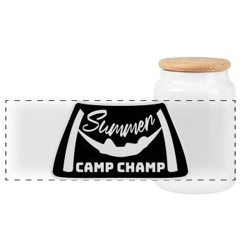 Summer Camp Champ Fun Kids Outdoor Adventure - Panoramic Cookie Jar with Wooden Lid - white - Front