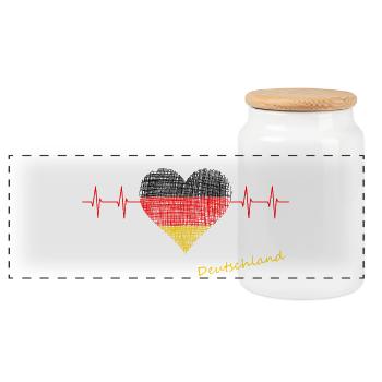 Flagge Deutschland Puls WM Nationalmannschaft  - Panorama Keksdose mit Holzdeckel - Weiß - Vorne