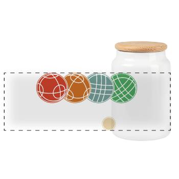 Boccia and Petanque Graphic Boccia Balls - Panoramic Cookie Jar with Wooden Lid - white - Front