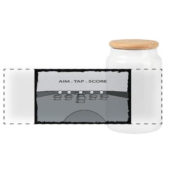 Vise. Tap. Score. – Billard à tap - Boîte à biscuits avec couvercle en bois - blanc - Devant