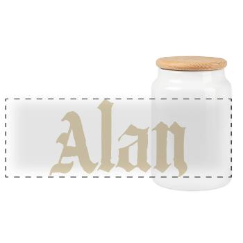 Lettrage Alan Gothic - Boîte à biscuits avec couvercle en bois - blanc - Devant