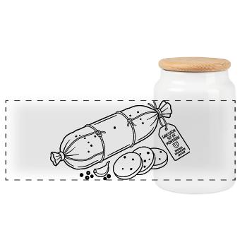 saucisson - Boîte à biscuits avec couvercle en bois - blanc - Devant