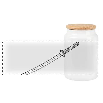 Katana Samurai Sword Martial Arts Kendo Dojo - Panoramic Cookie Jar with Wooden Lid - white - Front