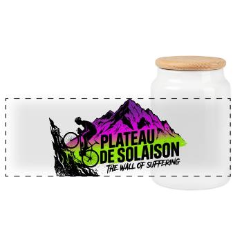 Plateau de Solaison Wall of Suffering Tee - Panoramic Cookie Jar with Wooden Lid - white - Front