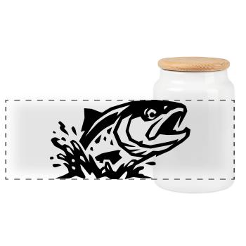 Poisson sauteur Pêche Pêche Poisson prédateur - Boîte à biscuits avec couvercle en bois - blanc - Devant