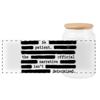 Be patient with the official, government-approved - Panoramic Cookie Jar with Wooden Lid - white - Front