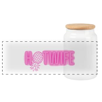 Femme chaude - Boîte à biscuits avec couvercle en bois - blanc - Devant
