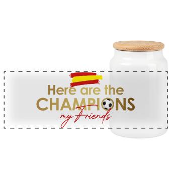 spain_champions - Panoramic Cookie Jar with Wooden Lid - white - Front