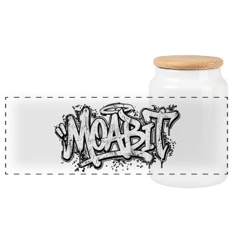 Moabit Berlin Graffiti Oldschool Hip Hop - Panorama Keksdose mit Holzdeckel - Weiß - Vorne
