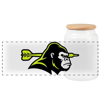 Mascotte de la flèche gorile - Boîte à biscuits avec couvercle en bois - blanc - Devant