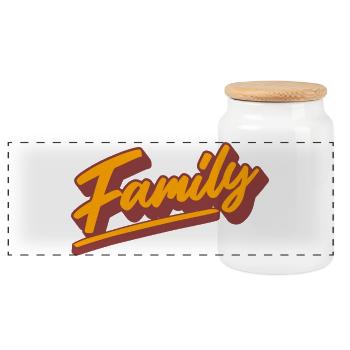 Famille - Boîte à biscuits avec couvercle en bois - blanc - Devant