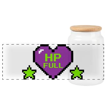 HP Full Pixel Herz Logo - Panorama Keksdose mit Holzdeckel - Weiß - Vorne