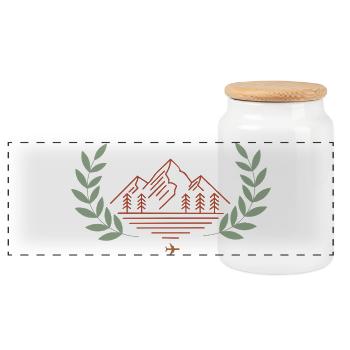 Minimalist Mountain landscape/ Nature Hiking adven - Panorama Keksdose mit Holzdeckel - Weiß - Vorne