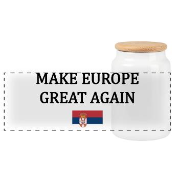 Make Europe Great Again – Serbia - Panoramic Cookie Jar with Wooden Lid - white - Front