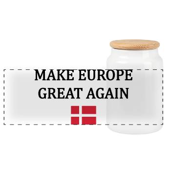Make Europe Great Again – Denmark - Panoramic Cookie Jar with Wooden Lid - white - Front