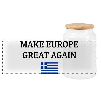 Make Europe Great Again – Greece - Panoramic Cookie Jar with Wooden Lid - white - Front