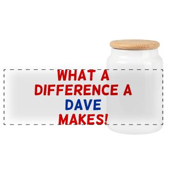 What a Dave Difference Makes - Panoramic Cookie Jar with Wooden Lid - white - Front