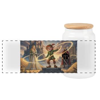 Rumpelstiltskin Spins Straw Into Shining Gold - Panorama Keksdose mit Holzdeckel - Weiß - Vorne