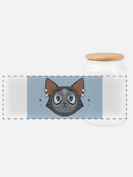 Cat Design - Panorama Keksdose mit Holzdeckel - Weiß
