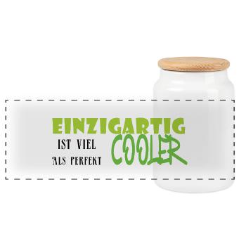 Uniquely cool graffiti - Panoramic Cookie Jar with Wooden Lid - white - Front